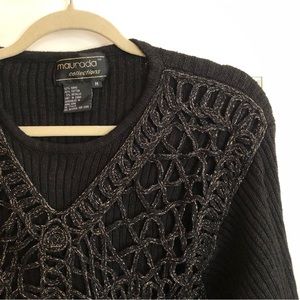 Maurada Collections, Black Sweater gold thread, Size M